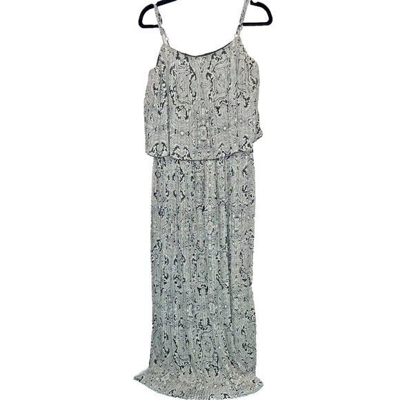 American Rag Maxi Dress 2X Pleated Lined Black Ruffle Spaghetti Straps‎ - Picture 1 of 6